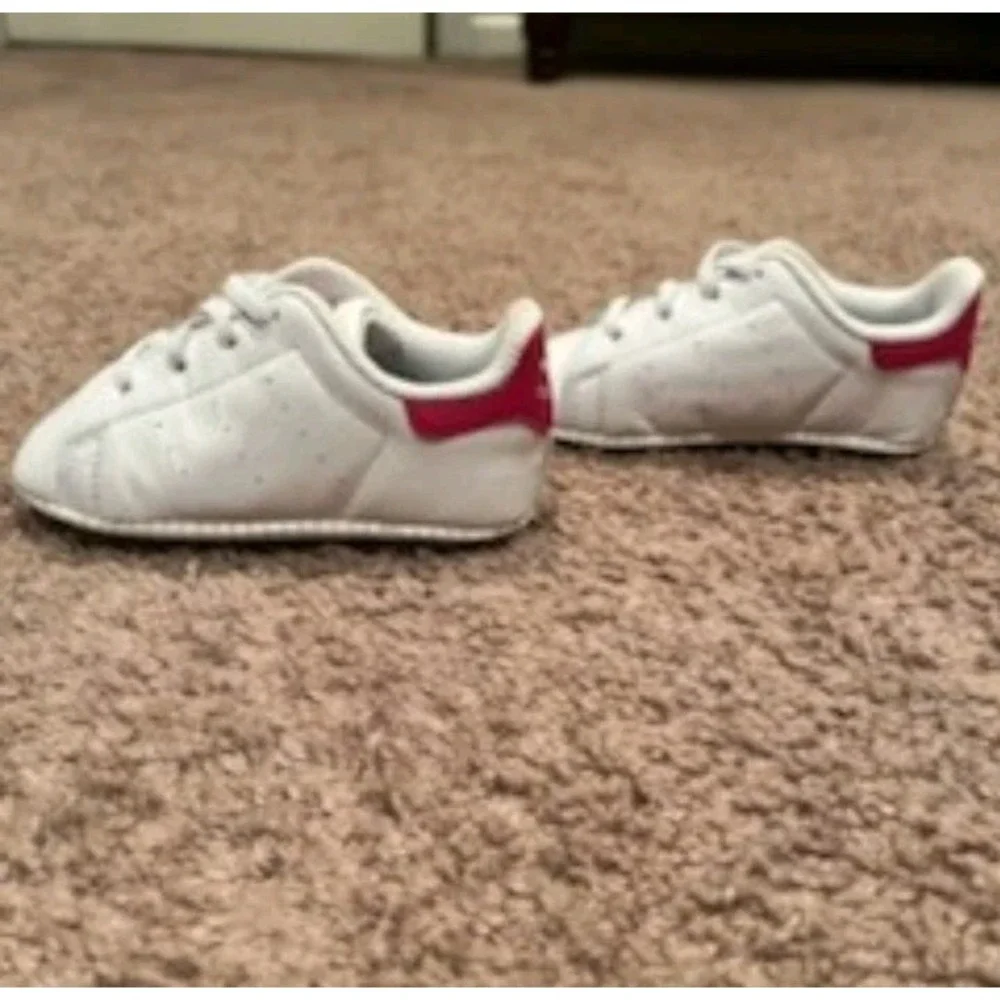 Adidas‎ Stan Smith Crib's Shoes White-White-Bold Pink s82618 4K